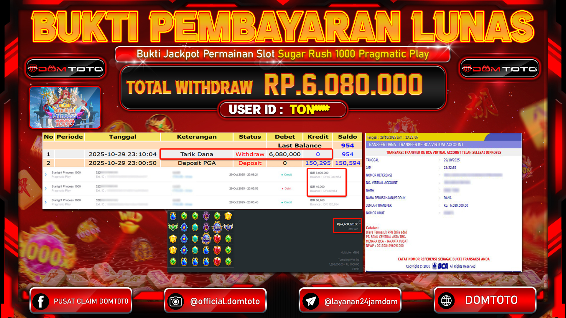 JACKPOT Slot Starlight Princess 1000 Pragmatic Play 29 OKTOBER 2025